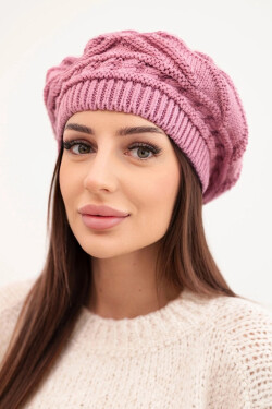 Dámská zimní čepice z volného úpletu s ozdobným vzorem model 21878075 fialová - K-Fashion Velikost: UNI