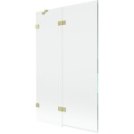 MEXEN/S - Lunar vaňová zástena 2-krídlová ľavá 110 x 150, transparent, zlatá kartáčovaná 897-110-100-55-00-L