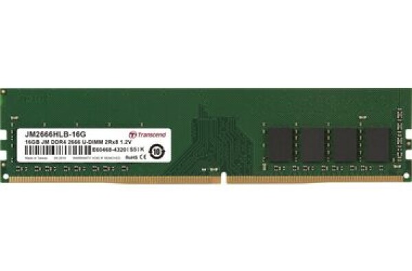 Transcend JetRam 16GB (1x16GB) 2666MHz / U-DIMM / DDR4 / CL19 / 1.2V / 2Rx8 (JM2666HLB-16G)