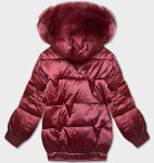 Krátka nadrozmerná bunda vo vínovej farbe (H-1109-25) odstíny červené S (36)