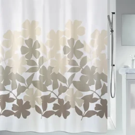 Spirella FLEURY sprchový záves biela / motív kvetín / 180 x 200 cm / polyester