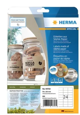 Herma Silphie etikety 70x36mm hnedá / Etikety / permanentná / 480 ks / 20 listov (10753)