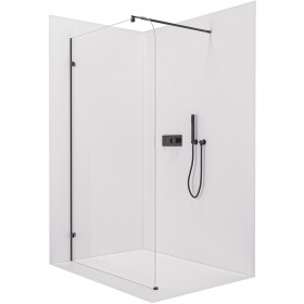 CERANO - Sprchová zástena Walk-in Orbis Round Ľ/P - 8 mm - okrúhla vzpera - čierna matná, transparentné sklo - 110x200 CER-682063