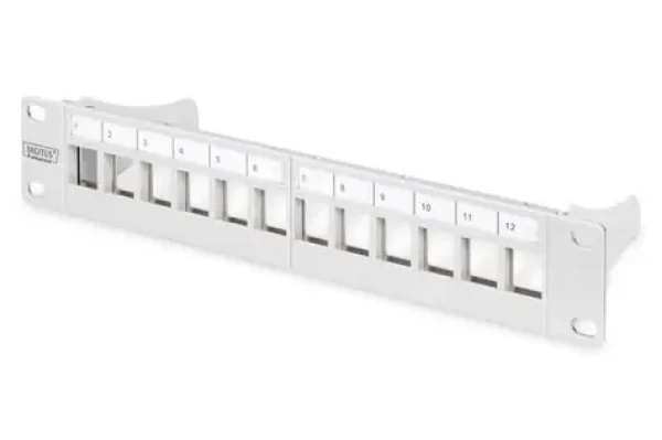 Digitus Patch panel 10" tienený šedý / Patch panel / 12 portov / 1U / RAL 7035 (DN-91419)