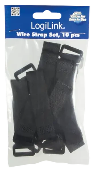 LogiLink Suchý zips na káble čierny, 10 ks / Organizátor káblov / 150 x 20 mm / Nylon (KAB0056)