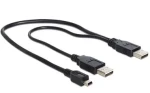 DeLock kábel 2 x USB 2.0-A male/USB mini 5-pin, 30cm (83178)