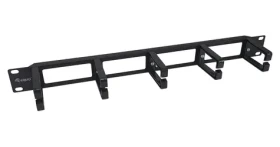 Equip 19" čierna / Vyväzovací panel / 1U / 5x plastová úchytka / Plast, oceľ (327315)