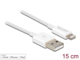 DeLock USB dátový a napájací kábel pre iPhone 15cm biela / iPad / iPod (83001)