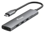 Equip / USB hub / 4× USB-C 3.2 Gen 1 / 5 Gbps / hliníkové telo / čierna, strieborná (128963)