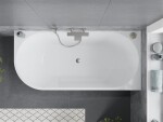 MEXEN/S - Mia voľne stojaca rohová vaňa pravá 180 x 80, biela/čierna, sifón a prepad nikel kartáčovaná 52691808075P-97