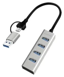 USB Hub 4 porty hliníkový / Hub / 4X USB-A / 5 Gbps / kábel 0,15 m (UA0455)