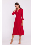 Šaty s vysokým rozparkom S385 červená - Moe XL