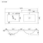 Mereo Mailo, kúpeľňová skrinka s keramickým umývadlom 121 cm, dub Riviera, čierne madlo CN523B