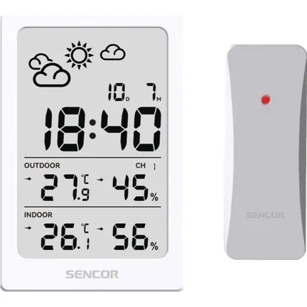 Sencor SWS 2300 W meteostanica biela / LCD / bezdrôtový snímač (8590669379293)