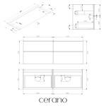 CERANO - Kúpeľňová skrinka Velora - biela matná, úchytka zlatá + doska pod umývadlo Navira Pro - 36 mm - 140x56,6x46,5 CER-668546
