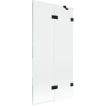 MEXEN/S - Lunar vaňová zástena 2-krídlová pravá 90 x 150, transparent, čierna 897-090-100-70-00-P