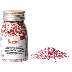 Cukrové zdobenie mini perličky 1,5 mm bielo červené 100 g - Decora - Decora