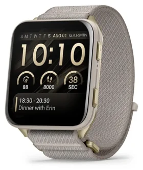 Garmin Venu X1 zlatá, sivý remienok / Chytré hodinky / GPS / 2 "AMOLED / BT / Wi-Fi / NFC / 5 ATM (010-02980-09)