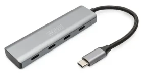 Digitus USB-C 4- Port strieborná / USB hub / 4X USB-C 3.2 Gen 1 / hostiteľský Port USB-A (DA-70246)