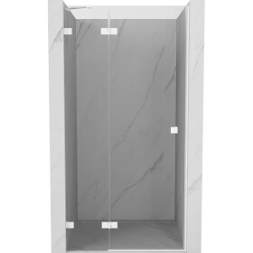 MEXEN/S - Lunar sprchové dvere krídlové ľavé 75, transparent, biela 834-075-000-20-00-L