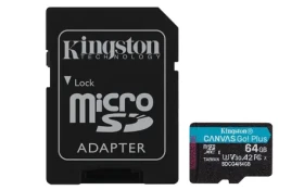 Kingston Canvas Go PLUS microSDXC 64GB s adaptérom / UHS-I V30 / U3 / Class 10 / čítanie: až 200MBs / zápis: až 160 MBs (SDCG4/64GB)