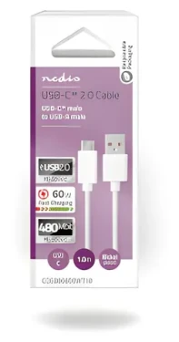 Nedis USB 2.0 kábel čierna / Kábel USB / USB-C - USB-C / 60 W / 480 Mbps / 1 m (CCGB60600WT10)