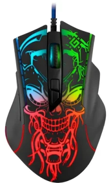 Bulletstorm GM-928 čierna / Herná optická drôtová myš / 7200 DPI / 6 tlačidiel / USB-A / RGB (52928)