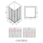CERANO - Sprchovací kút Volpe Duo Ľ/P - 6 mm - čierna matná, transparentné sklo - 70x90x190 - zalamovacia CER-039567