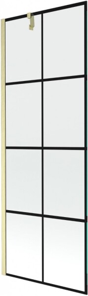 MEXEN/S - Next vaňová zástena FIX 70 x 150, čierna vzor, zlatá kartáčovaná 895-070-000-00-77-55