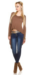 Sexy KouCla 2Way High Low Long Sleeve crop shirt Einheitsgroesse