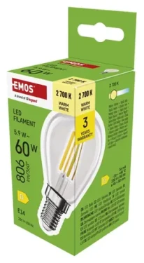 Emos LED žiarovka Filament Mini Globe 5,9 W E14 teplá biela / Žiarovka / náhrada za 60W / 806 lm / 2700K (1525731253)
