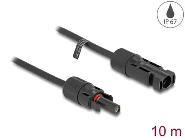 DeLock DL4 / Solárny kábel / 6 mm2 / samec samica / 10 m / čierna (88213)