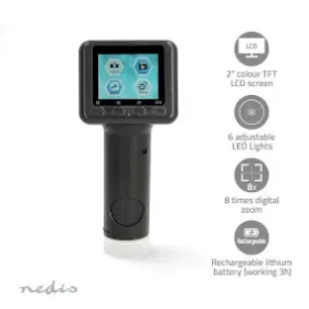 Nedis Microscope Camera čierna / Ručný digitálny mikroskop / 1080P / 48MP / 2 "farebný TFT LCD (MCAM2424BK)