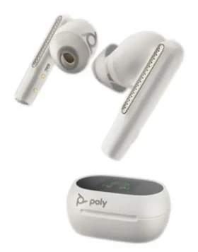 Poly Voyager Free 60+ UC Teams biela / bezdrôtové slúchadlá do uší / mikrofón / BT 5.3 / USB-C / IP54 / ANC (216755-01)