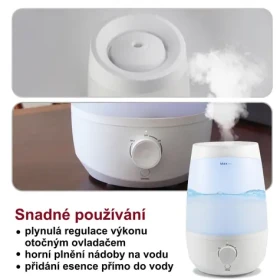 Airbi AROM biela / Ultrazvukový zvlhčovač a aróma difuzér / 230 ml/hod / 2,5 l / 35 m2