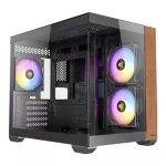 Antec CX600M Wood čierna / mATX / 1x USB-A 2.0 / 1x USB-C 3.1 / 3x 120mm RGB / bez zdroja / priehľadná bočnica (0-761345-10138-7)