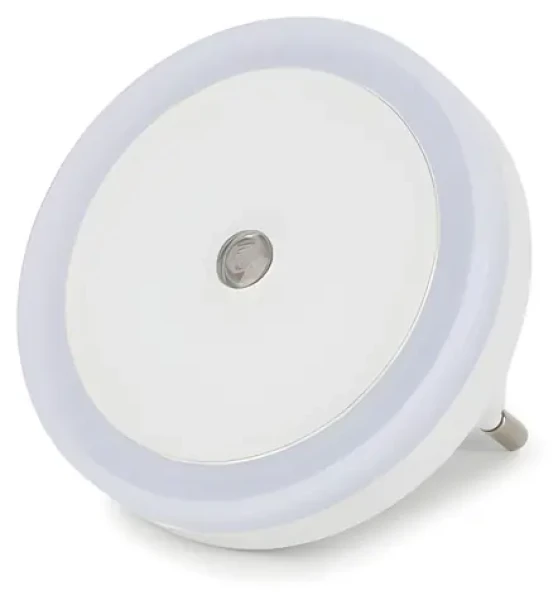 ENTAC Nočné svetlo okrúhle biele / Do zásuvky / Súmrakový senzor / 0,5 W / 3000 K / 25 lm (ENL-CC-0.5W-DSWW)