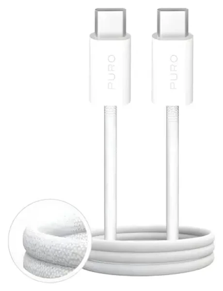 Puro Fabrik 4 biela / Kábel USB-C - USB-C / opletený / 100 W / 1 m