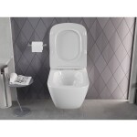 MEXEN/S - Timo Závesná WC misa Rimless Tornado vrátane sedátka s slow slim, duroplast, biela lesk 30650200T