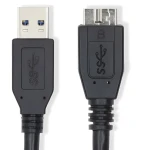 Nedis USB kábel čierna / Kábel USB / USB-A - Micro-B / USB 3.2 Gen 1 / 5 Gbps / 18 W / 2 m (CCGL61500BK20)