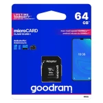 Goodram microSDXC 64GB + adaptér / Class 10 / UHS-I U1 / R: 100 MBs / W: 10 MBs (M1AA-0640R12)