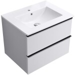 CERANO - Kúpeľňová skrinka Velora - biela matná, úchytka čierna + keramické umývadlo Todo - 71x55x46,5 CER-664855