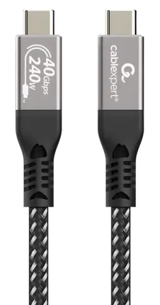 Gembird CCBP-USB4-CMCM240-0.5M čierna / Kábel USB-C na USB-C4 / USB4 Gen 3x2 / 40 Gbps / 240 W / 0,5 m (CCBP-USB4-CMCM240-0.5M)