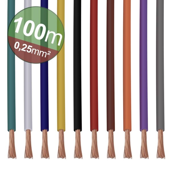 Quadrios 22CW002 Sortiment laniek, 1 x 0.25 mm², biela, modrá, hnedá, oranžová, zelená, žltá, sivá, fialová, čierna, červená, 1 sada; 22CW002