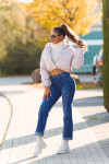 Sexy Highwaist Push up used look flarred Jeans denimblue