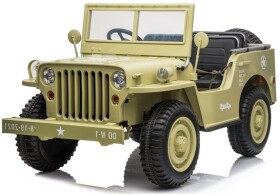 Mamido Detský elektrický vojenský Jeep Willys 4x4 trojmiestny béžový