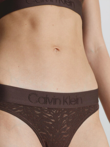 Dámske tangá 000QF7287E BKC tm. hnedé - Calvin Klein M