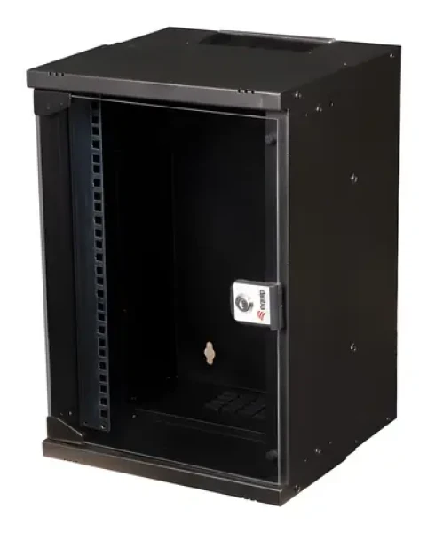 Equip ECO 300x300mm čierna / Nástenný rozvádzač 10" / 9U / sklenené dvere / hĺbka 300 mm (EWM-09-3030-B)