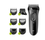 Braun Series 3 3000BT ShaveStyle čierna, šedá / Planžetový holiaci strojček / 3 hlavice SensoFoil / WetDry / 5 nástavcov (3000BT Black/Grey)