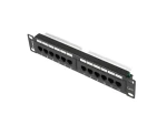 Lanberg Patch panel 10" čierny / Patch panel / 12 portov / Cat.6 UTP / 1U (PPU6-9012-B)